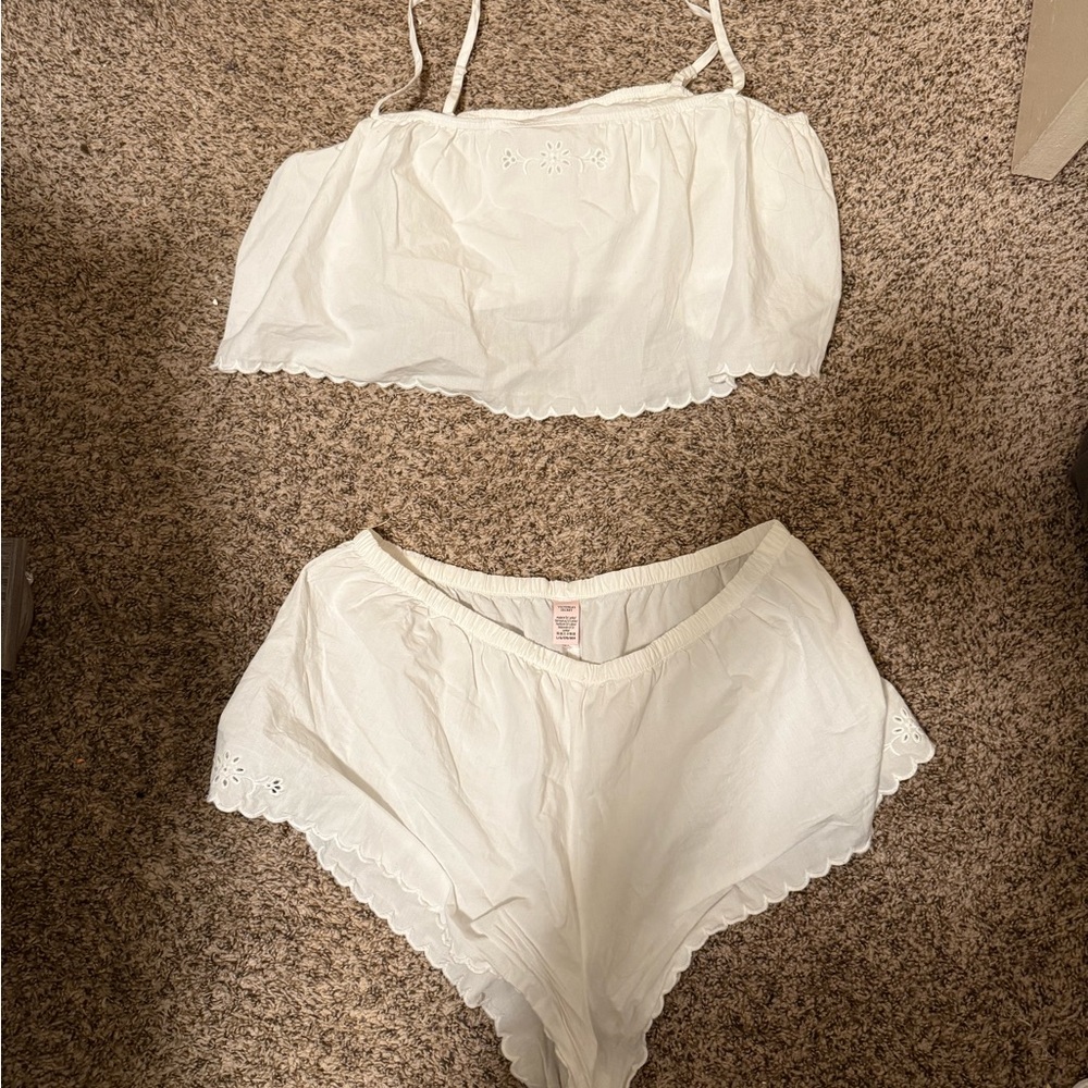 Victoria's Secret White Lace Pajama Set